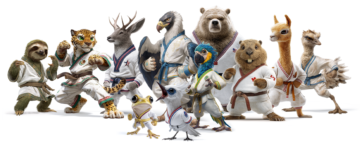 Mascotas oficiales del ExpoPanam 2026 representando a los países participantes
